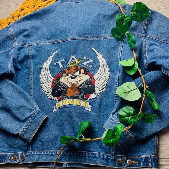 Warner Bros. Other - 👼Taz angels vintage denim & leather Warner jacket